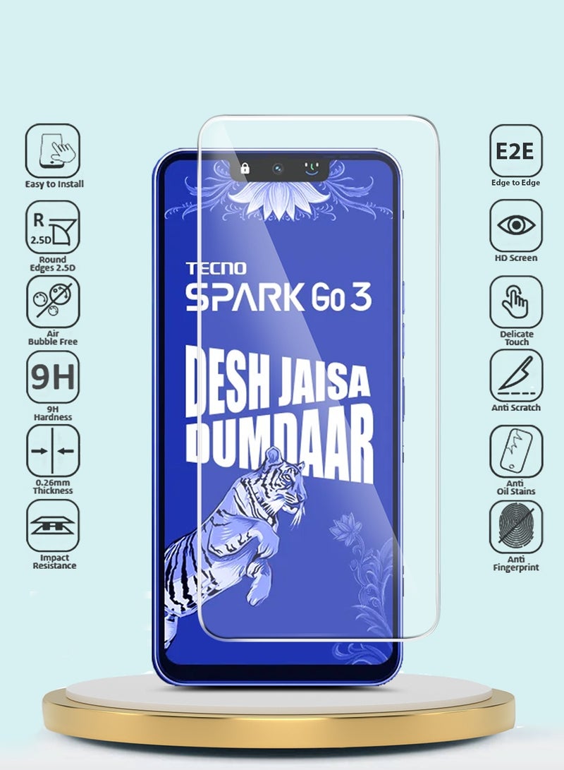 GMAX Tecno Spark Go 3 4G 2026 / TECNO GO 3 GMAX Premium Series Curved Edges 9H 2.5D Tempered Glass Screen Protector - Clear - Image 2